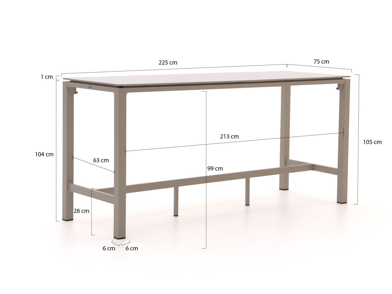 Bellagio Trecenta Bartisch 225x75x105cm günstig online kaufen