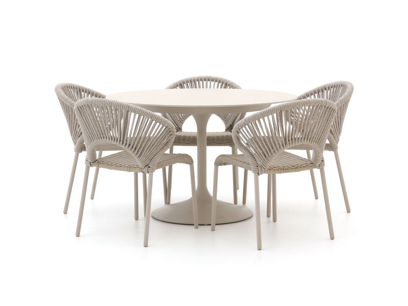 + 15 % Kassenrabatt | SUNS Vado/Nova ø 150 cm Gartenmöbel-Set 6-teilig stapelbar