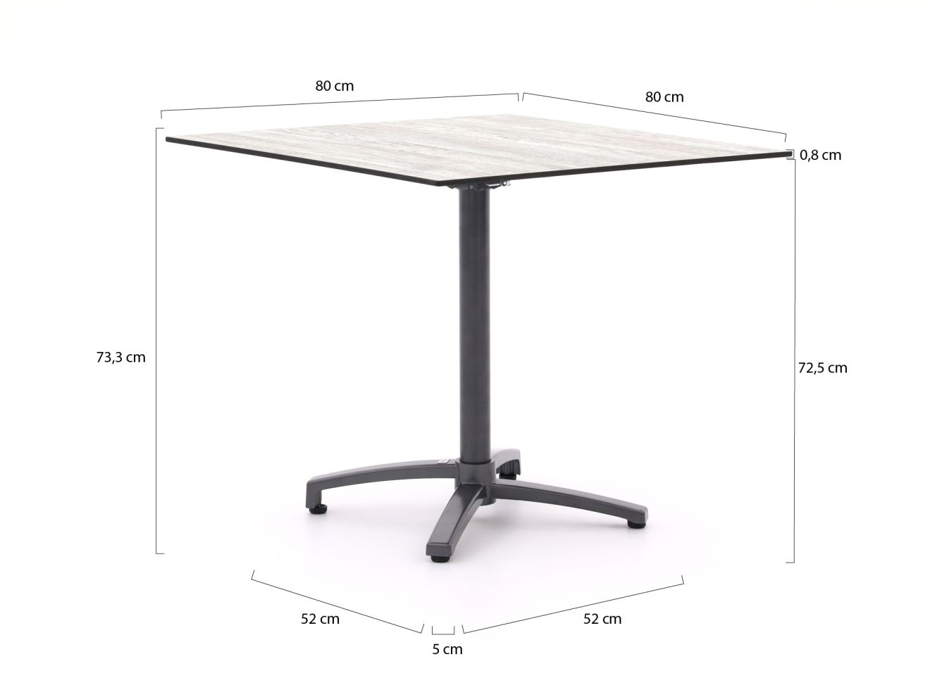 Bellagio Canzo Gartentisch klappbar 80x80x73 cm günstig online kaufen