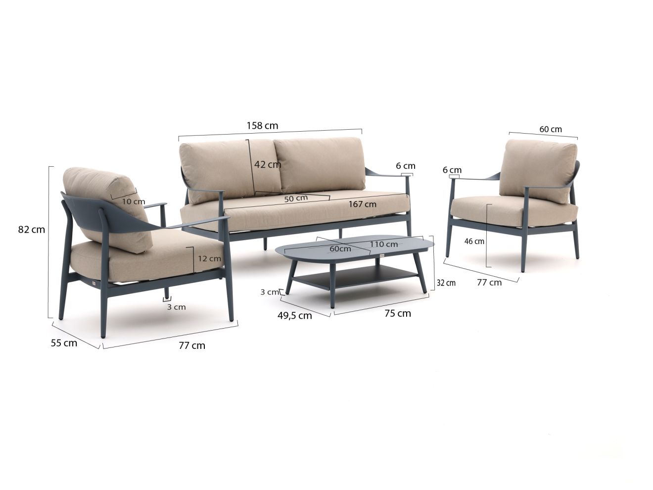 Bellagio Valli Sessel-Sofa Lounge-Set 4-...