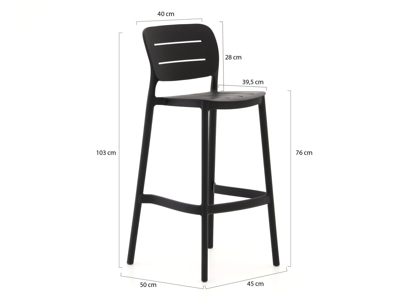 Forza Pazzia Barhocker Outdoor stapelbar Schwarz  Rabatt: 16 %