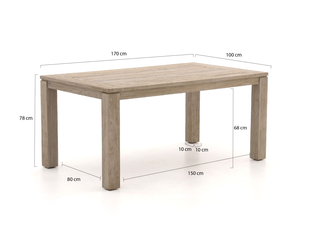 Apple Bee Del Mar Gartentisch 170x100x78 cm Braun  Rabatt: 25 %