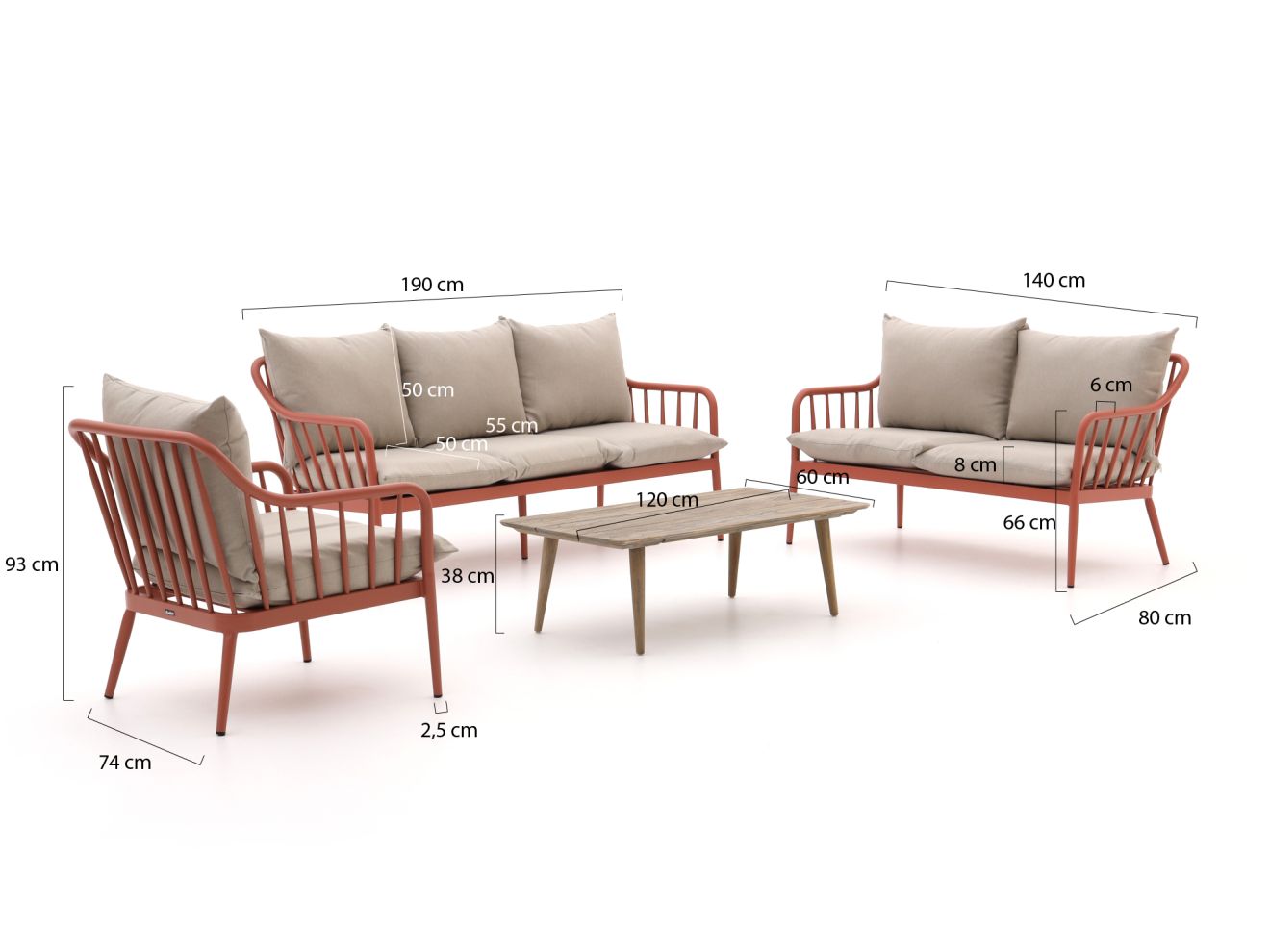 Manifesto Celante/ROUGH-K Sessel-Sofa Lounge-Set 4-teilig Rot 0x0cm Rabatt: 20 %