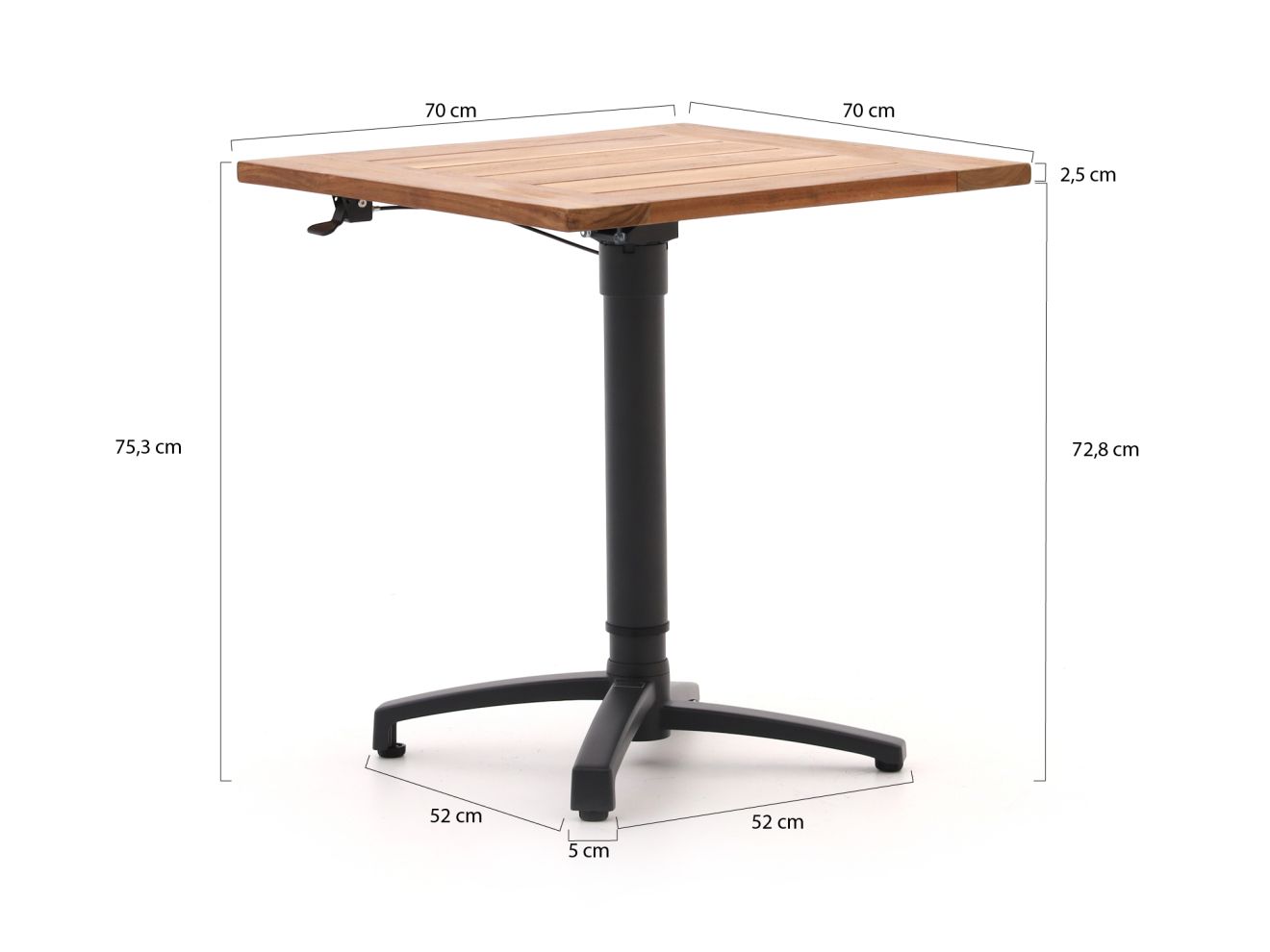 Bellagio Canzo Klapptisch 70x70x75/110cm verstelbaar günstig online kaufen