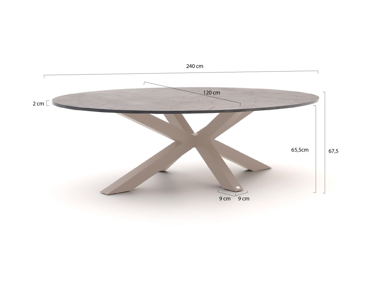 Bellagio Induno Ellips Low Dining Gartentisch 240x120 cm günstig online kaufen