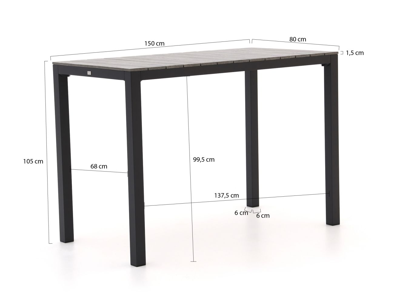 Manifesto Belpasso/Fidenza 150 cm Gartenbar-Set 5-teilig stapelbar Grau  Rabatt: 20 %