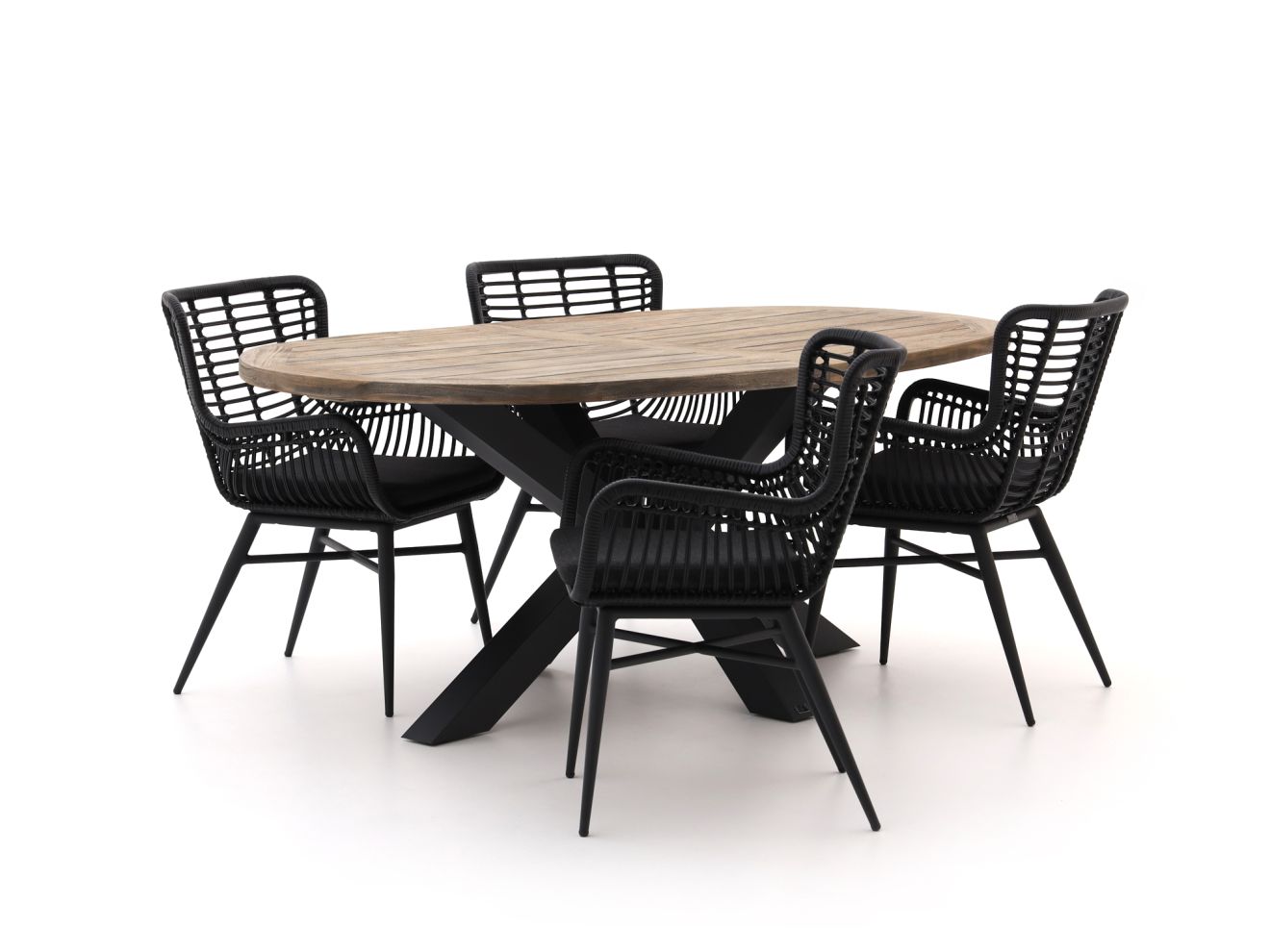 Intenso Asti/Rough-Y Ellips 200 cm Gartenmöbel-Set 5-teilig Grau  Rabatt: 36 %