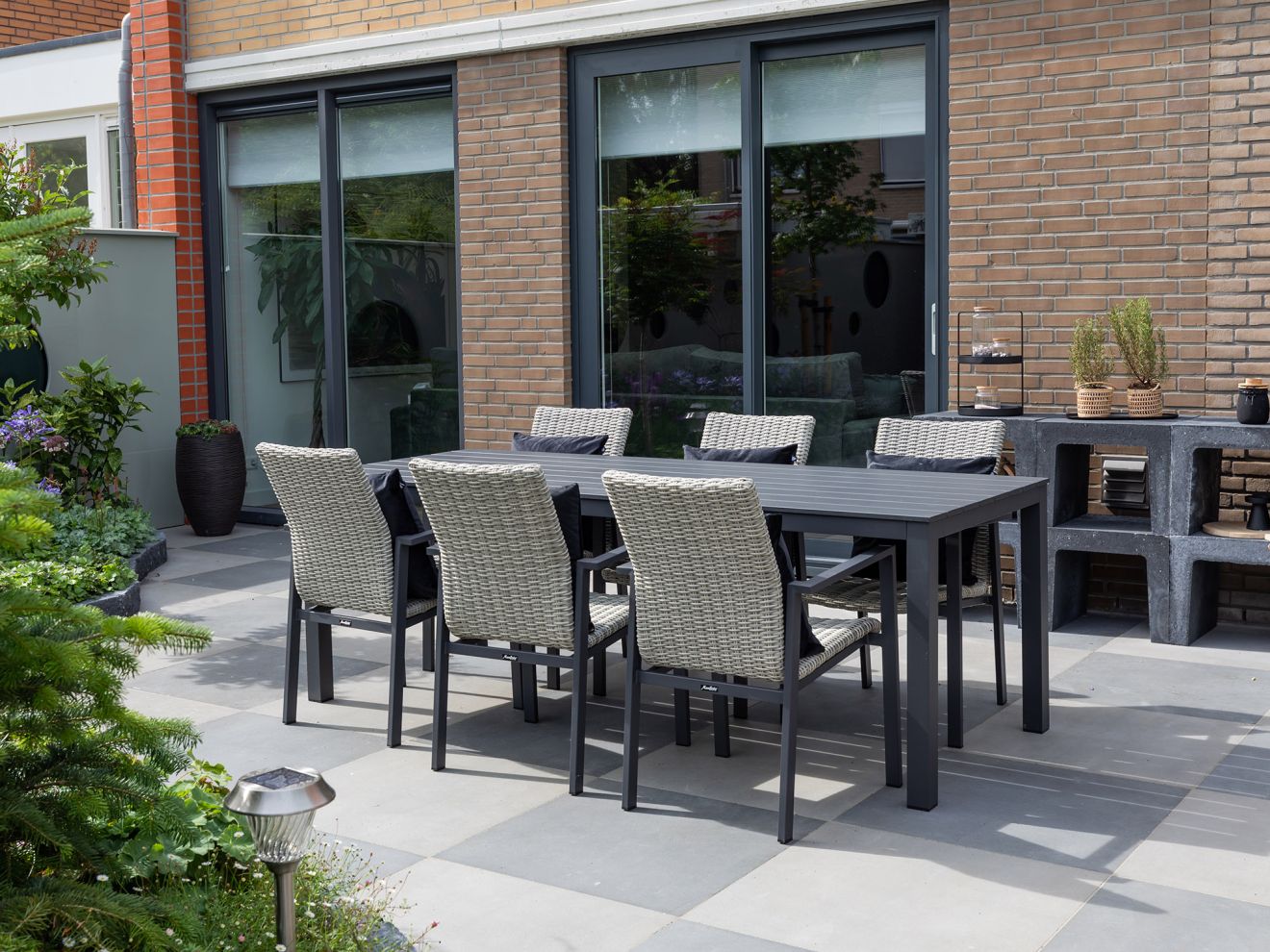 Manifesto Villongo/Menzano 220 cm Gartenmöbel-Set 7-teilig stapelbar Grau  Rabatt: 25 %