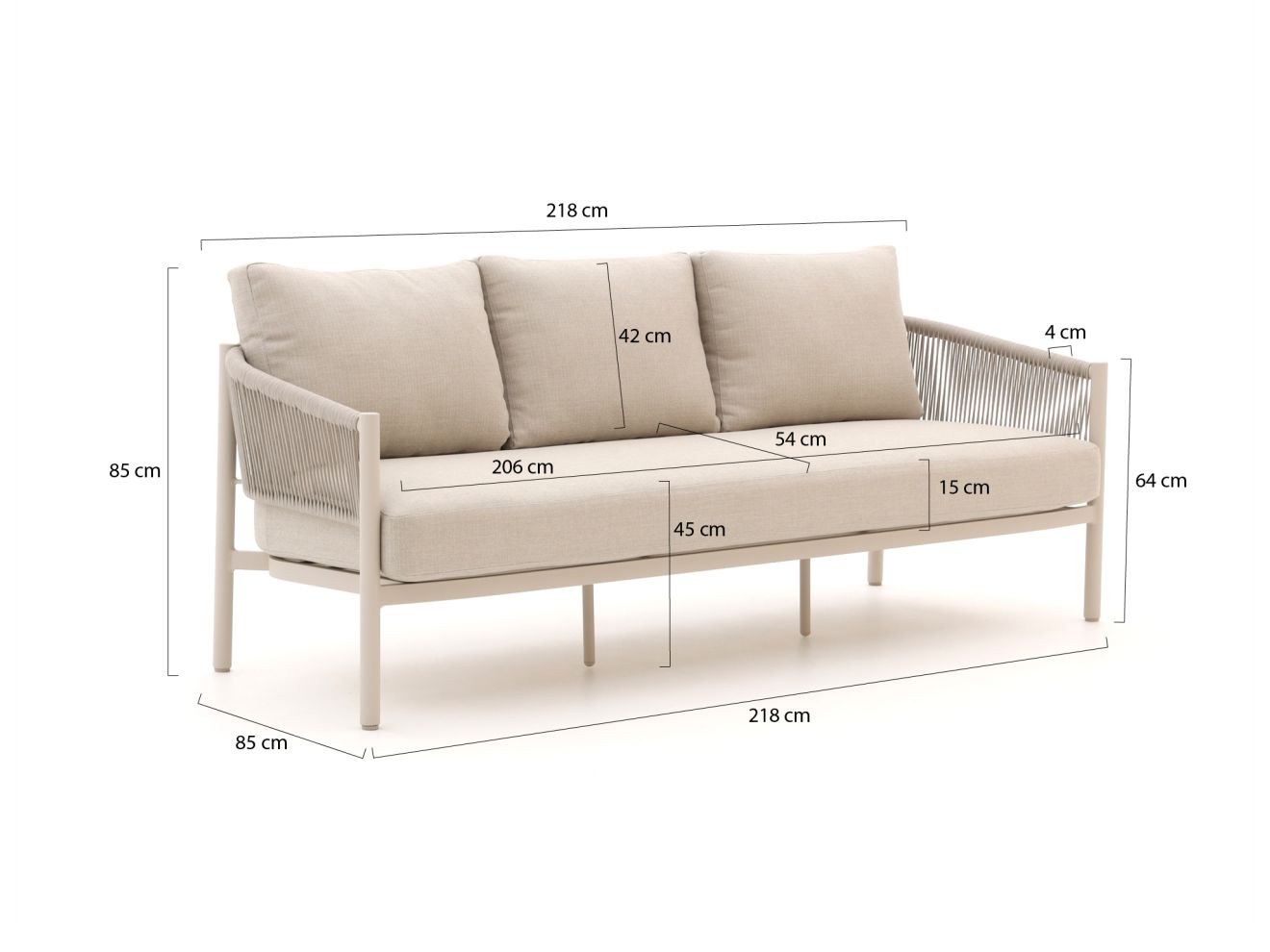 Bellagio Panaro Gartensofa 3-Sitzer 220 cm günstig online kaufen