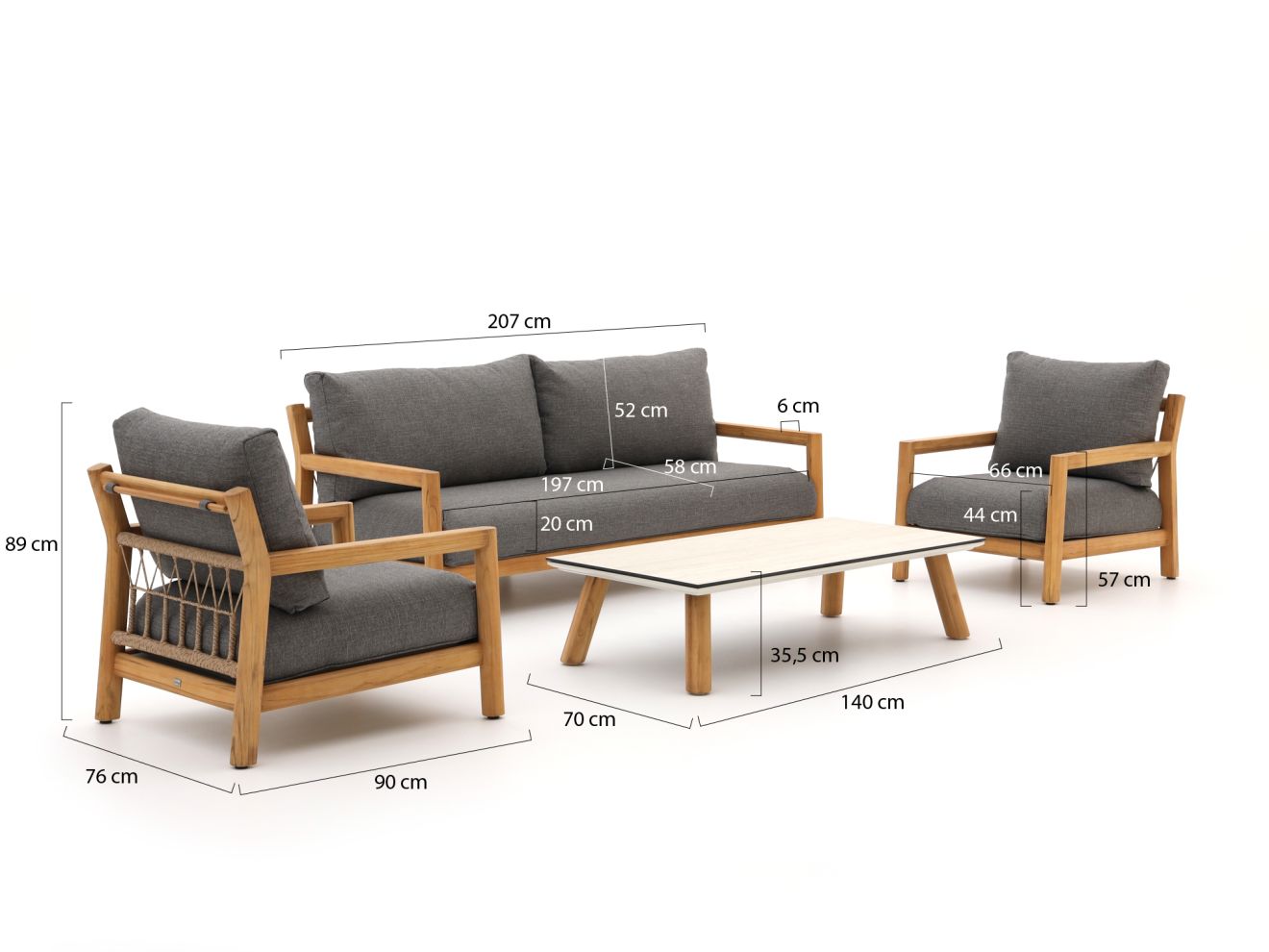 Bellagio Seiano Sessel-Sofa-Lounge-Set 4...