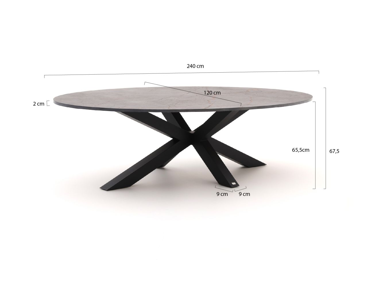 Bellagio Induno Ellips Low Dining Gartentisch 240x120 cm günstig online kaufen