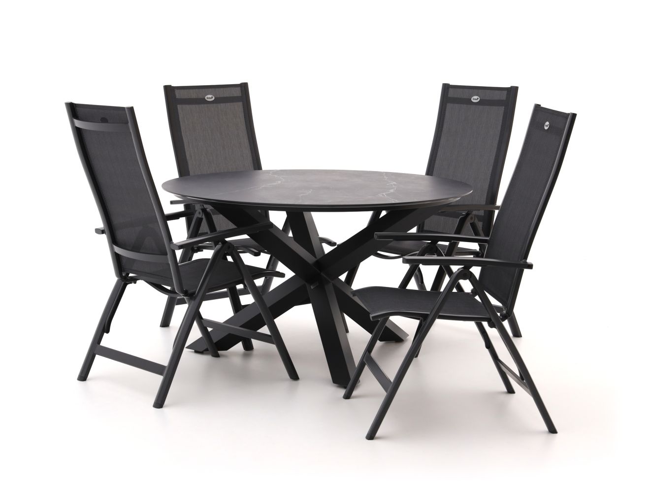 Hartman Troy/Lodola ø 130 cm Gartenmöbel-Set 5-teilig verstellbar Schwarz 130cm Rabatt: 23 %