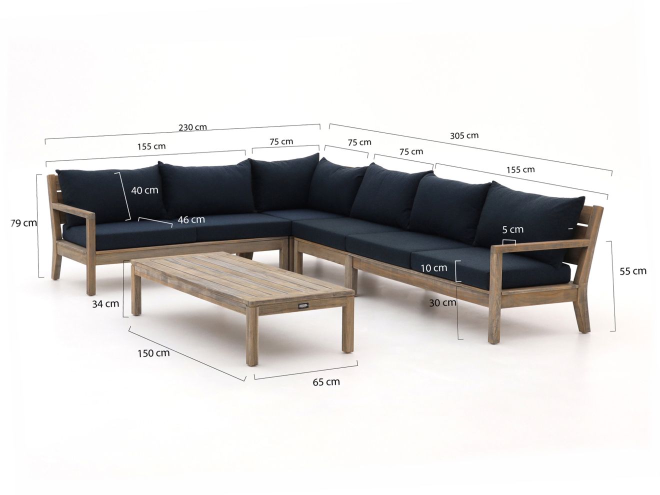 ROUGH Batang Ecklounge-Set 5-teilig links Braun 305x230cm Rabatt: 20 %