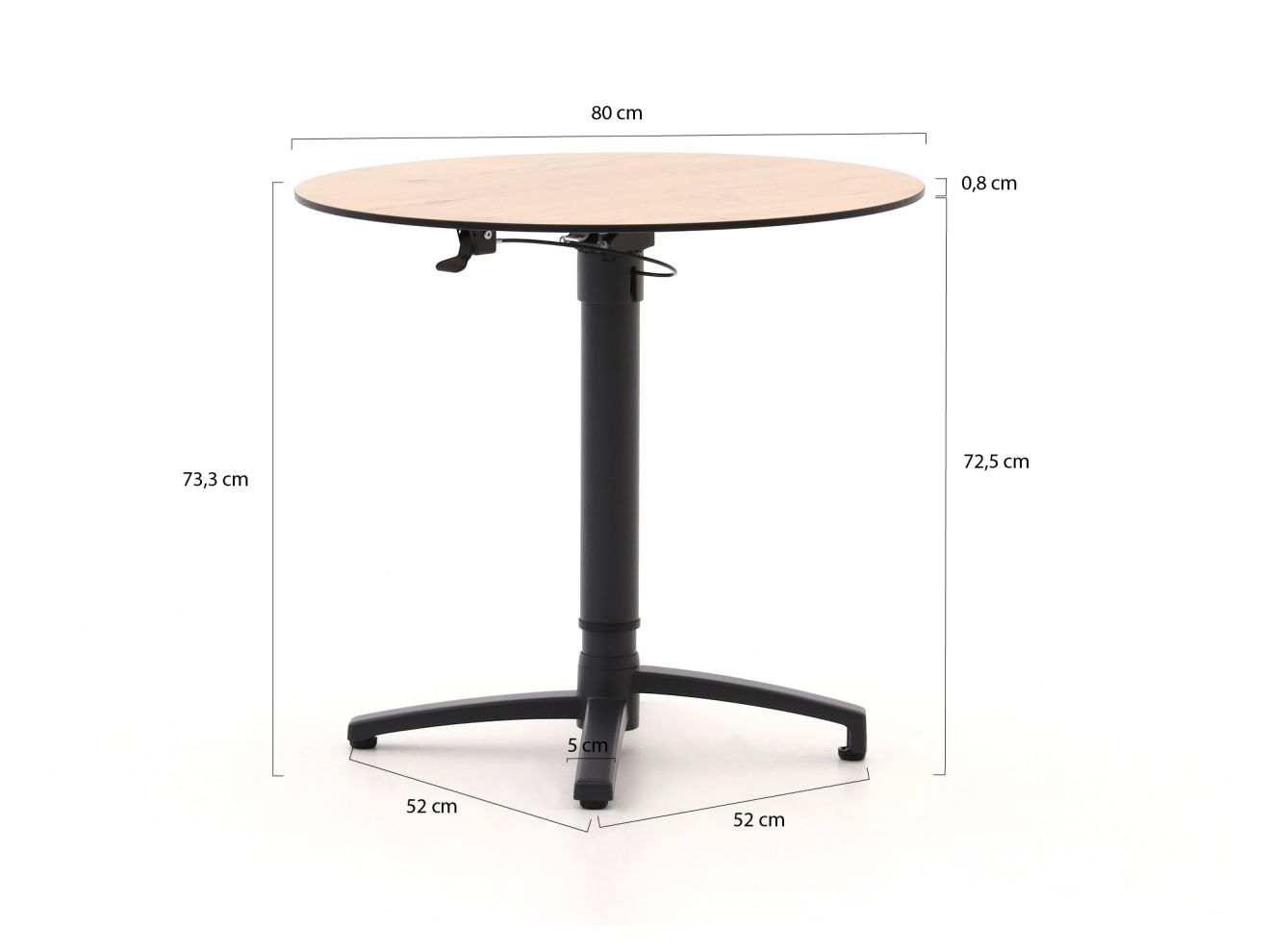 Bellagio Canzo Gartentisch klappbar Ø80 (h:73/109 cm) verstellbar günstig online kaufen