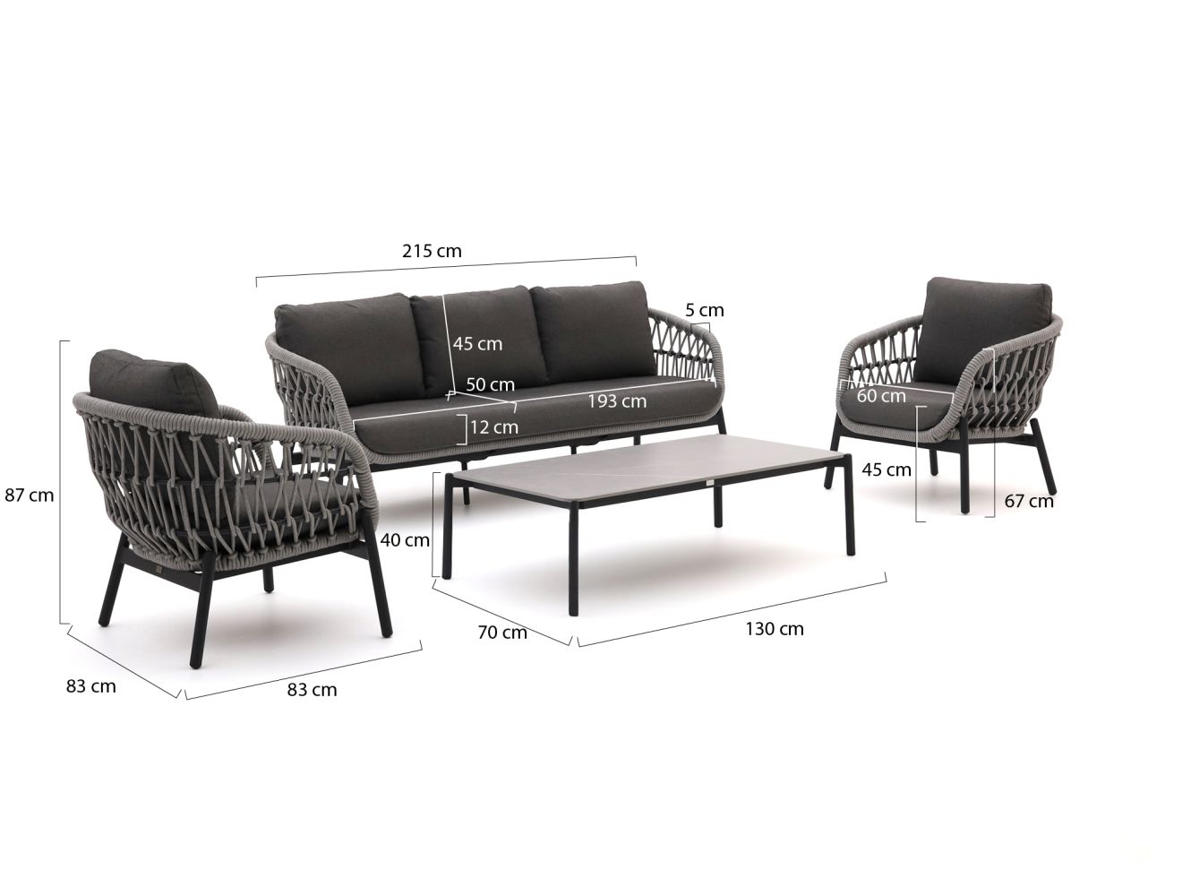 Bellagio Cupello Sessel-Sofa-Lounge-Set ...