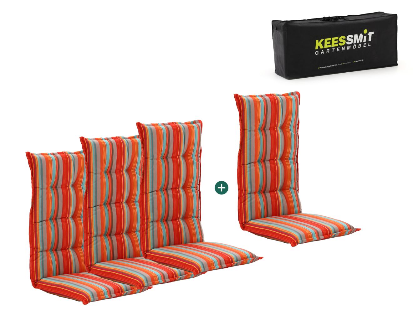 Madison 4er Hochleher Auflagen Set Blau/Orange/Rot  Rabatt: 30 %