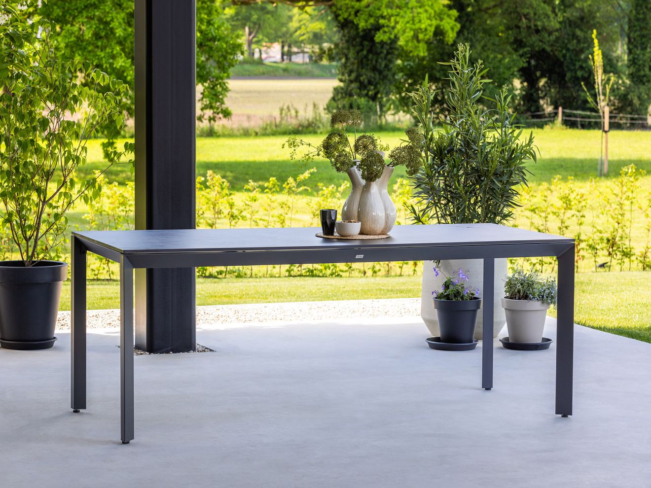 Bellagio Roma/Sestino 220 cm Gartenmöbel-Set 7-teilig stapelbar Schwarz  Rabatt: 41 %