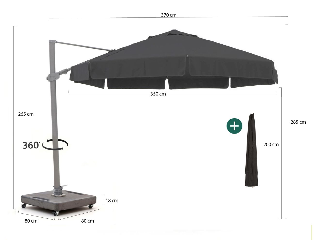 Shadowline Miami  Ampelschirm ø 350 cm günstig online kaufen