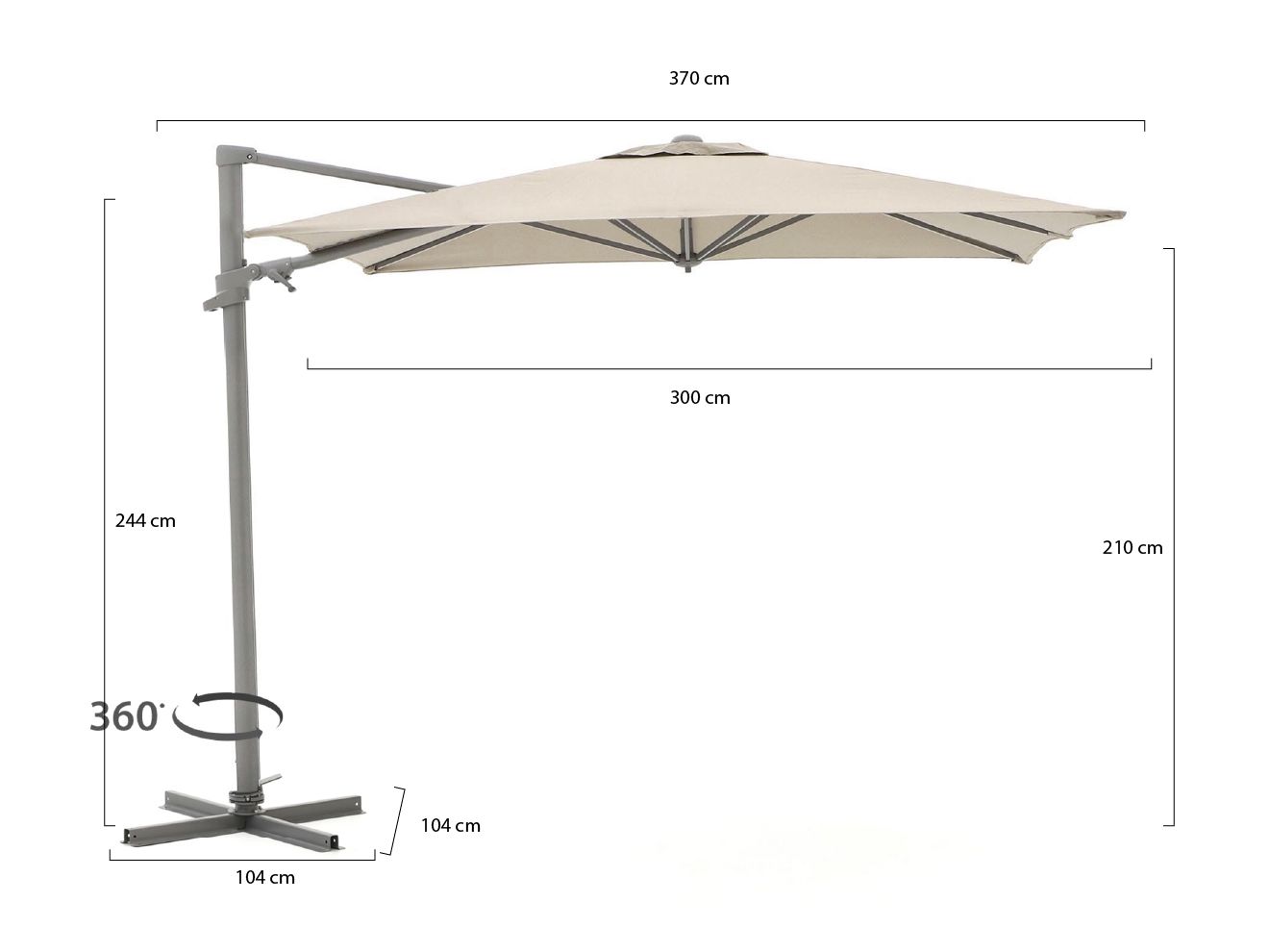 Shadowline Francisco Ampelschirm 300x300 cm Taupe