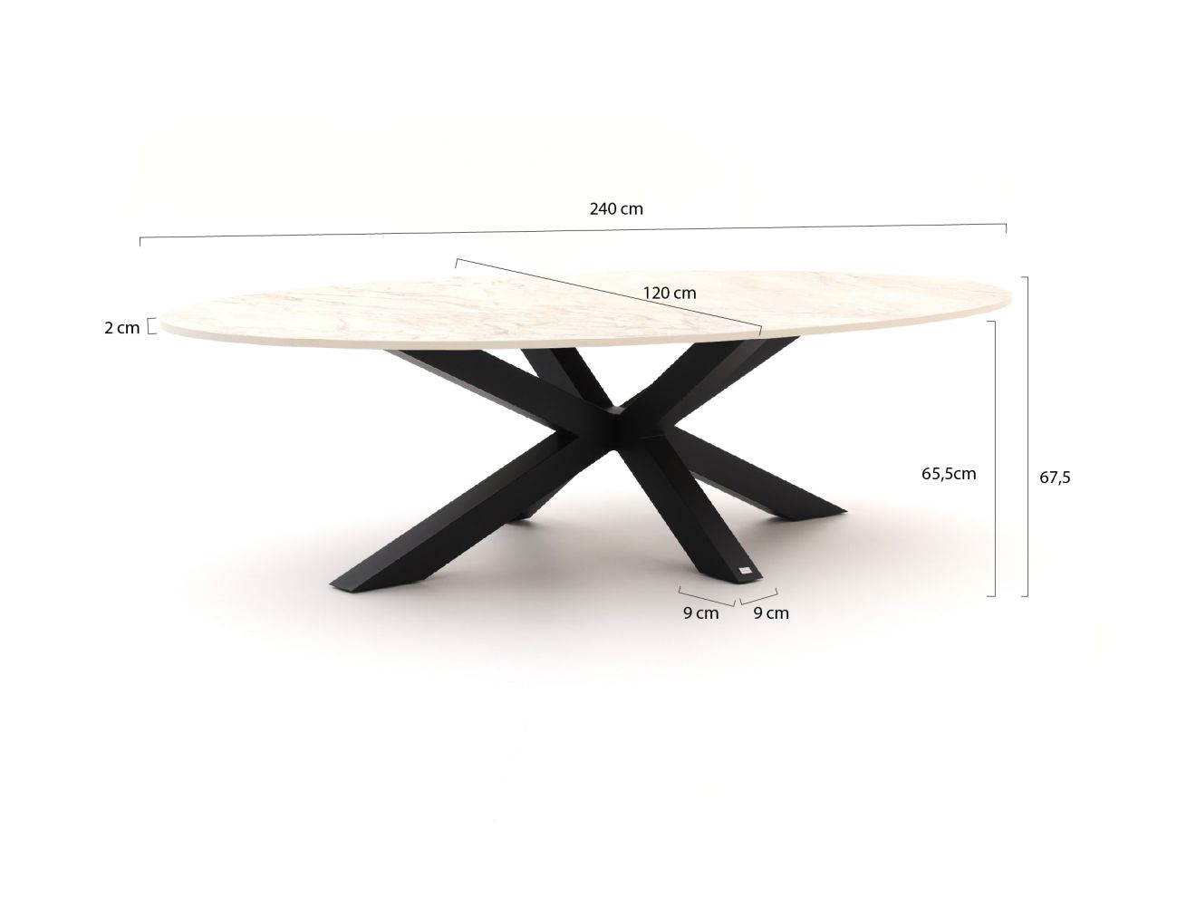 Bellagio Induno Ellips Low Dining Gartentisch 240x120 cm günstig online kaufen
