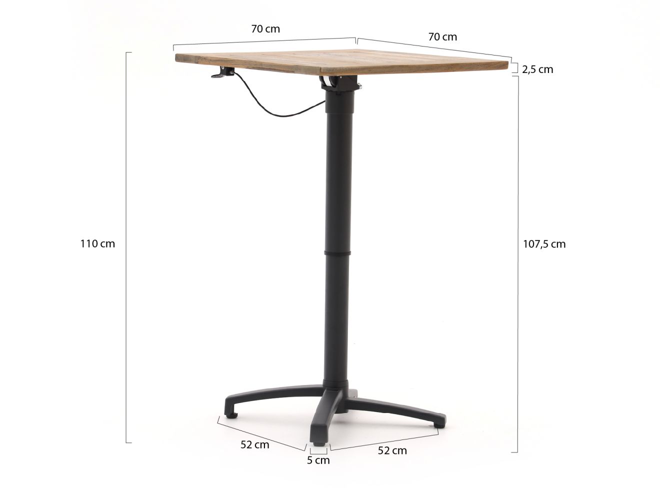 Bellagio Canzo Klapptisch 70x70x75/110 c...