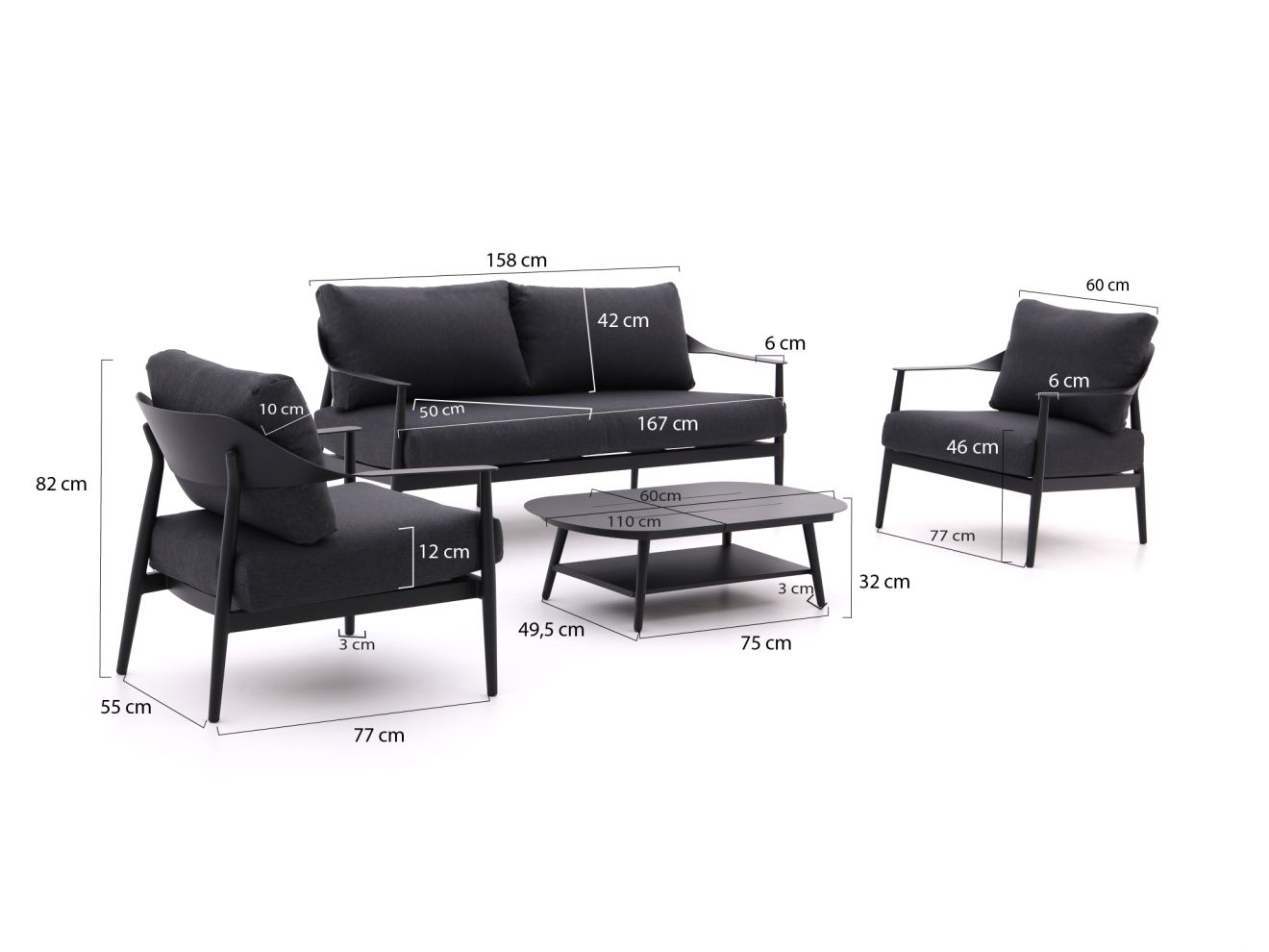 Bellagio Valli Sessel-Sofa Lounge-Set 4-...