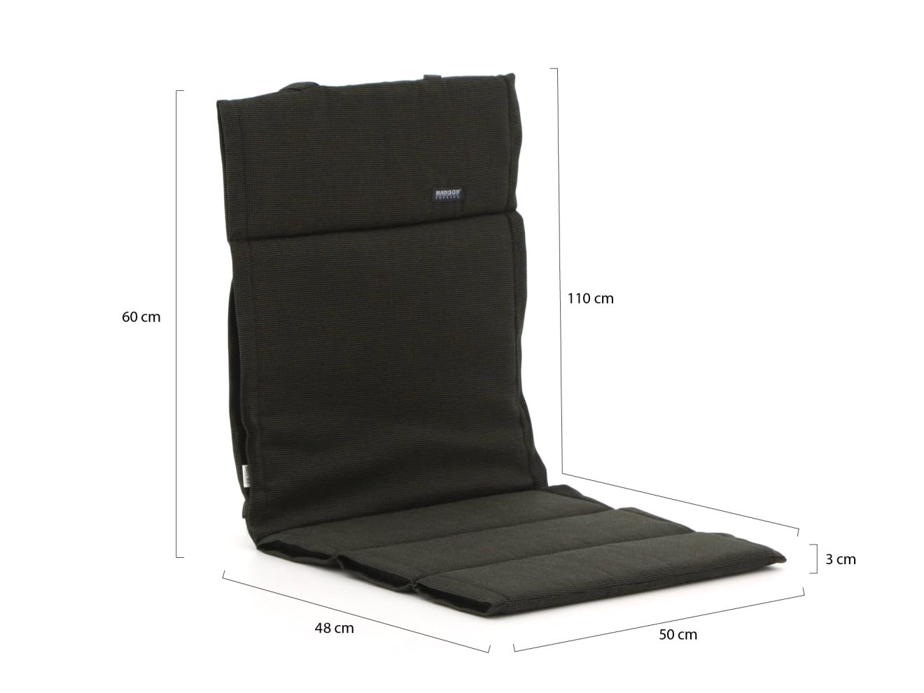 Madison Auflage Niedriglehner dünn 110x50 cm Schwarz 110x50cm Rabatt: 30 %