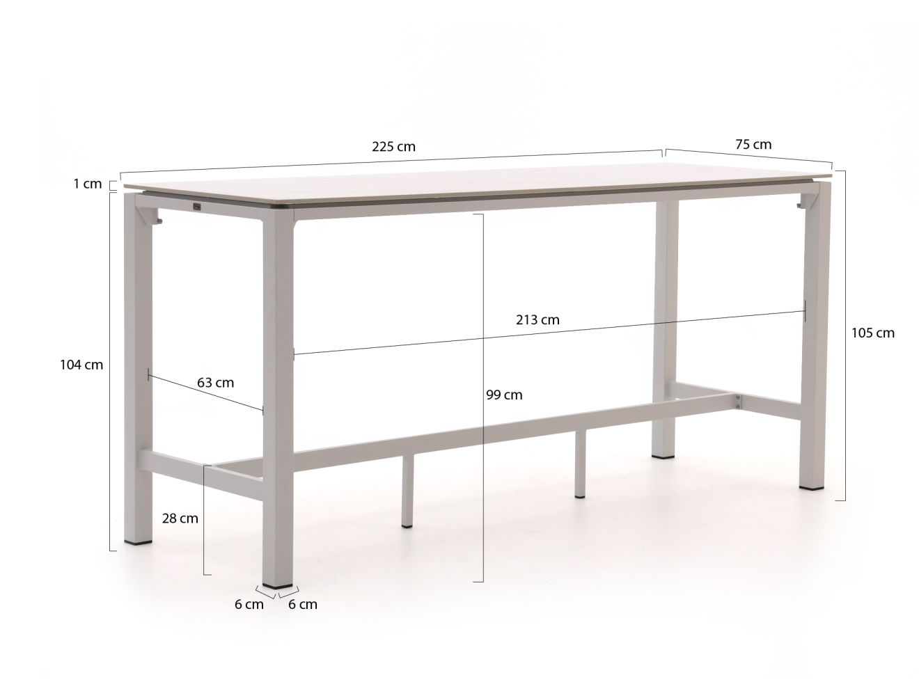 Manifesto Belpasso/Trecenta 225 cm Gartenbar-Set 7-teilig stapelbar Weiß  Rabatt: 20 %