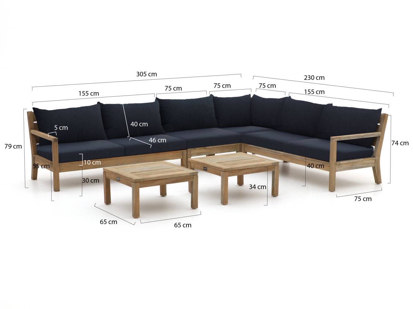 ROUGH Batang Ecklounge-Set 6-teilig links Braun 305x230cm Rabatt: 20 %