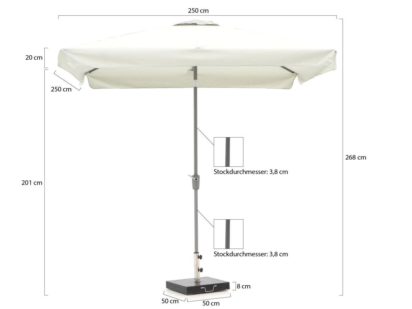 Shadowline Aruba Sonnenschirm 250x250 cm günstig online kaufen