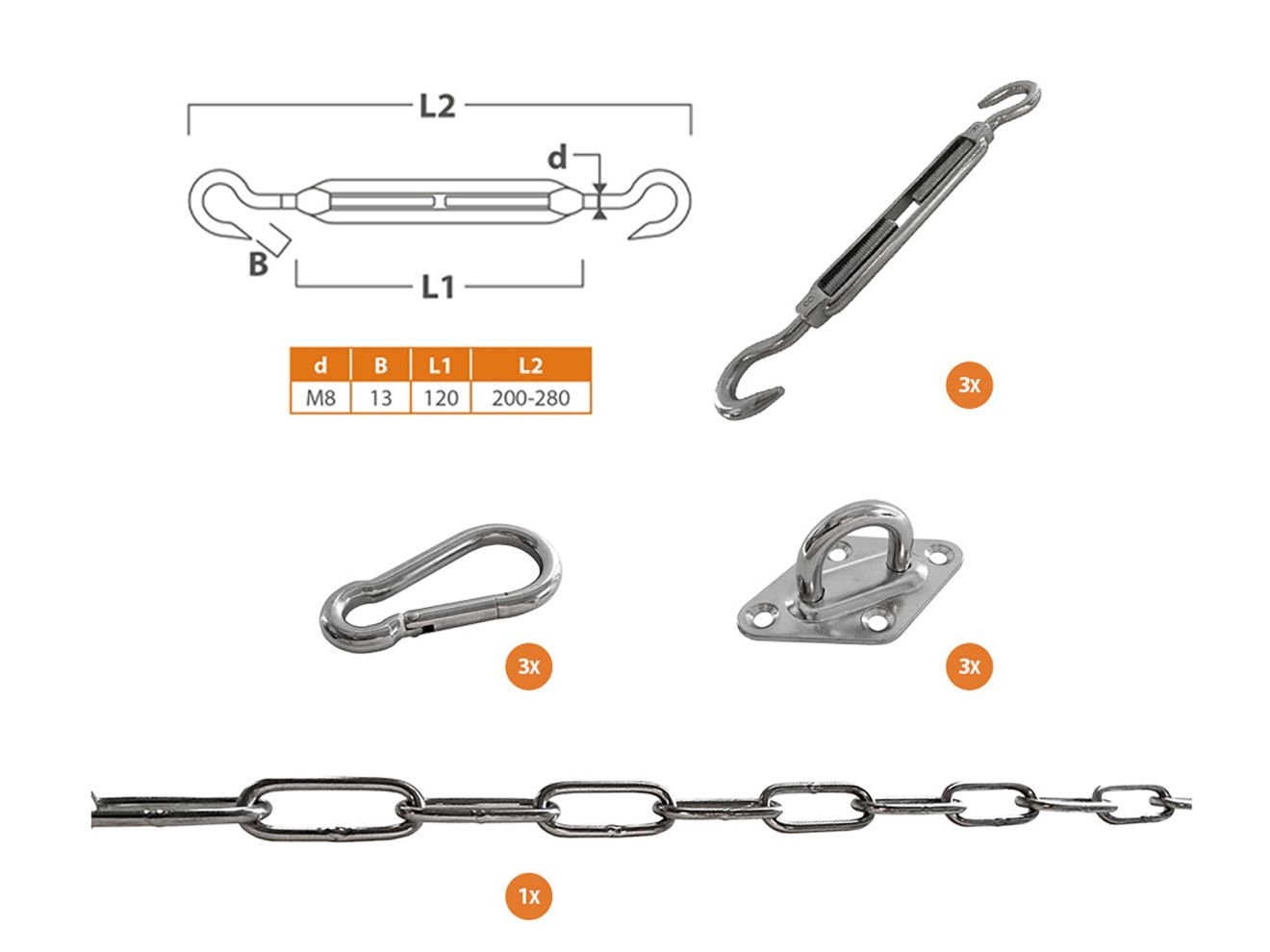 Shadow Comfort Befestigungsset für Sonnensegel Dreieck