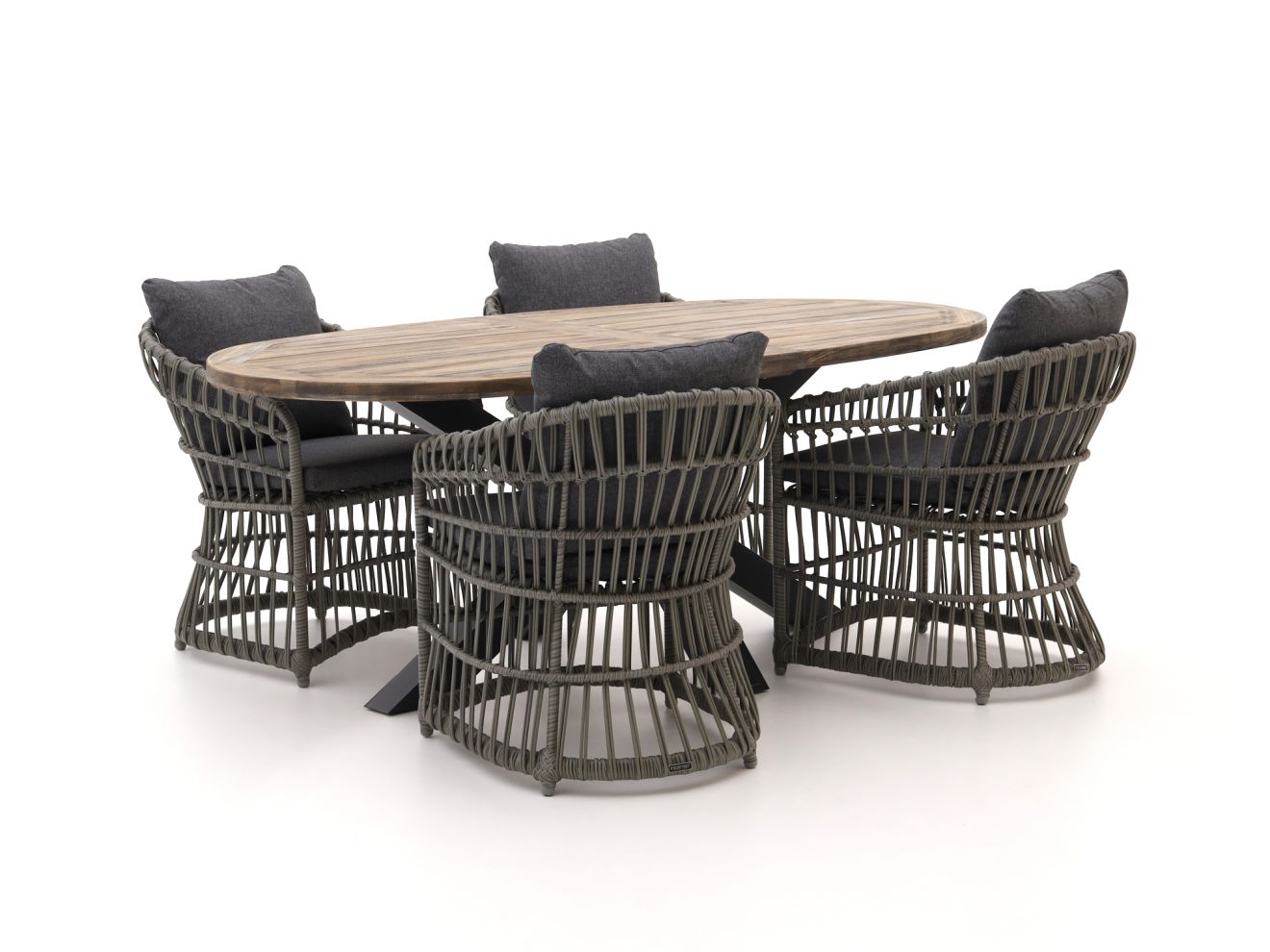 Intenso Cameri/ROUGH-Y Ellips 200 cm Gartenmöbel-Set 5-teilig günstig online kaufen