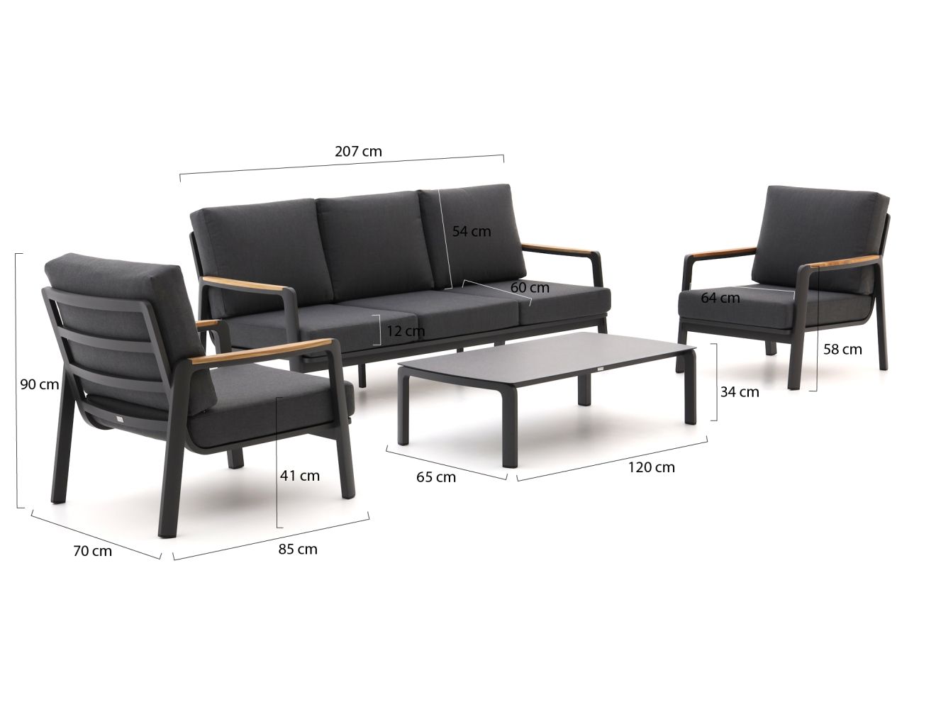 Bellagio Ciane Sessel-Sofa Lounge-Set 4-teilig (5-Sitzer) günstig online kaufen