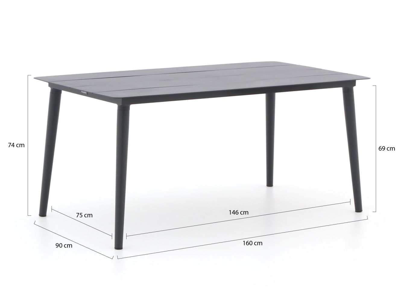 Bellagio Dranera/Sora 160 cm Gartenmöbel-Set 5-teilig stapelbar Grau  Rabatt: 20 %