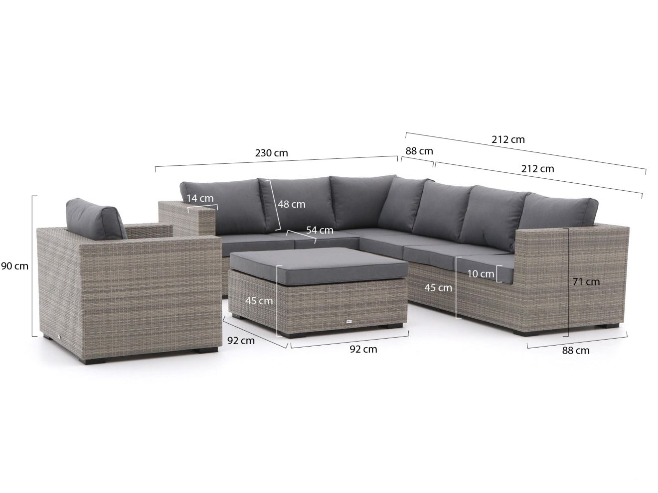 Forza Giotto Ecklounge-Set 4-teilig links Grau 302x230cm Rabatt: 27 %