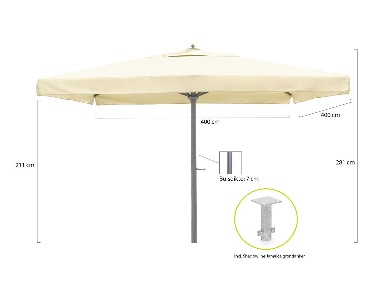 Shadowline Jamaica Sonnenschirm 400x400 cm günstig online kaufen