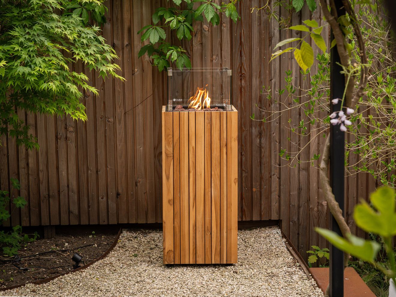 Cosipillar Square Feuersäule 40x40x110 cm Braun