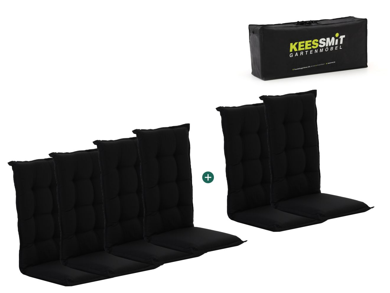 Madison 6er Hochleher Auflagen Set Schwarz  Rabatt: 36 %