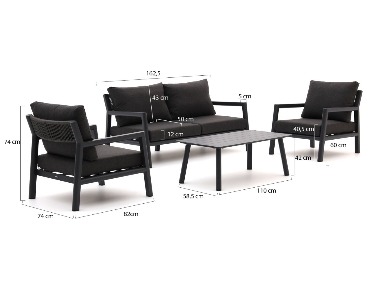 Manifesto Corsano Sessel-Sofa Lounge-Set 4-teilig Grau 0x0cm Rabatt: 30 %
