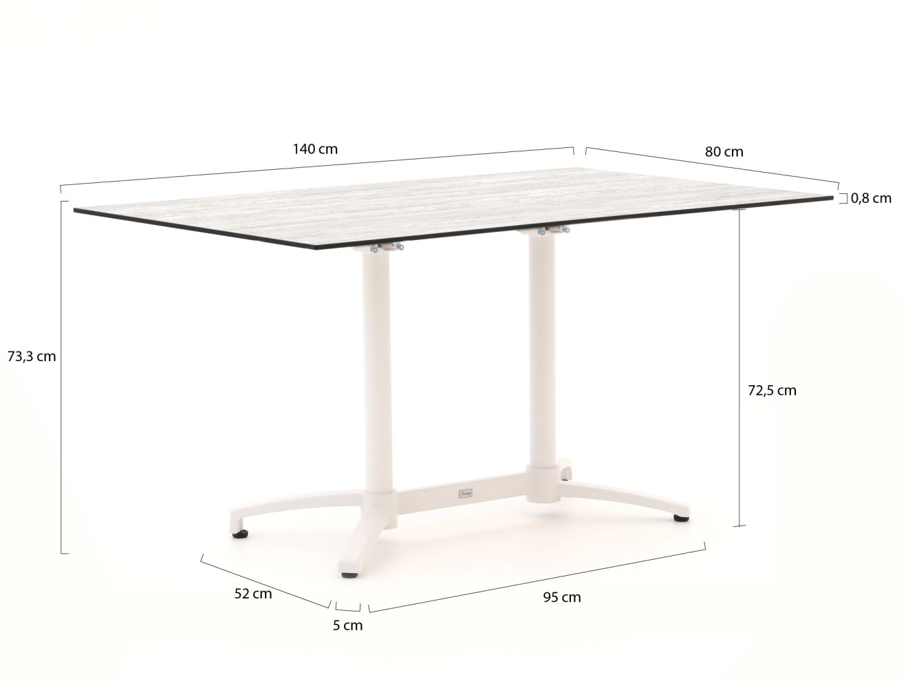 Forza Ripi/Canzo 140 cm Gartenmöbel-Set 5-teilig stapelbar klappbar Grau