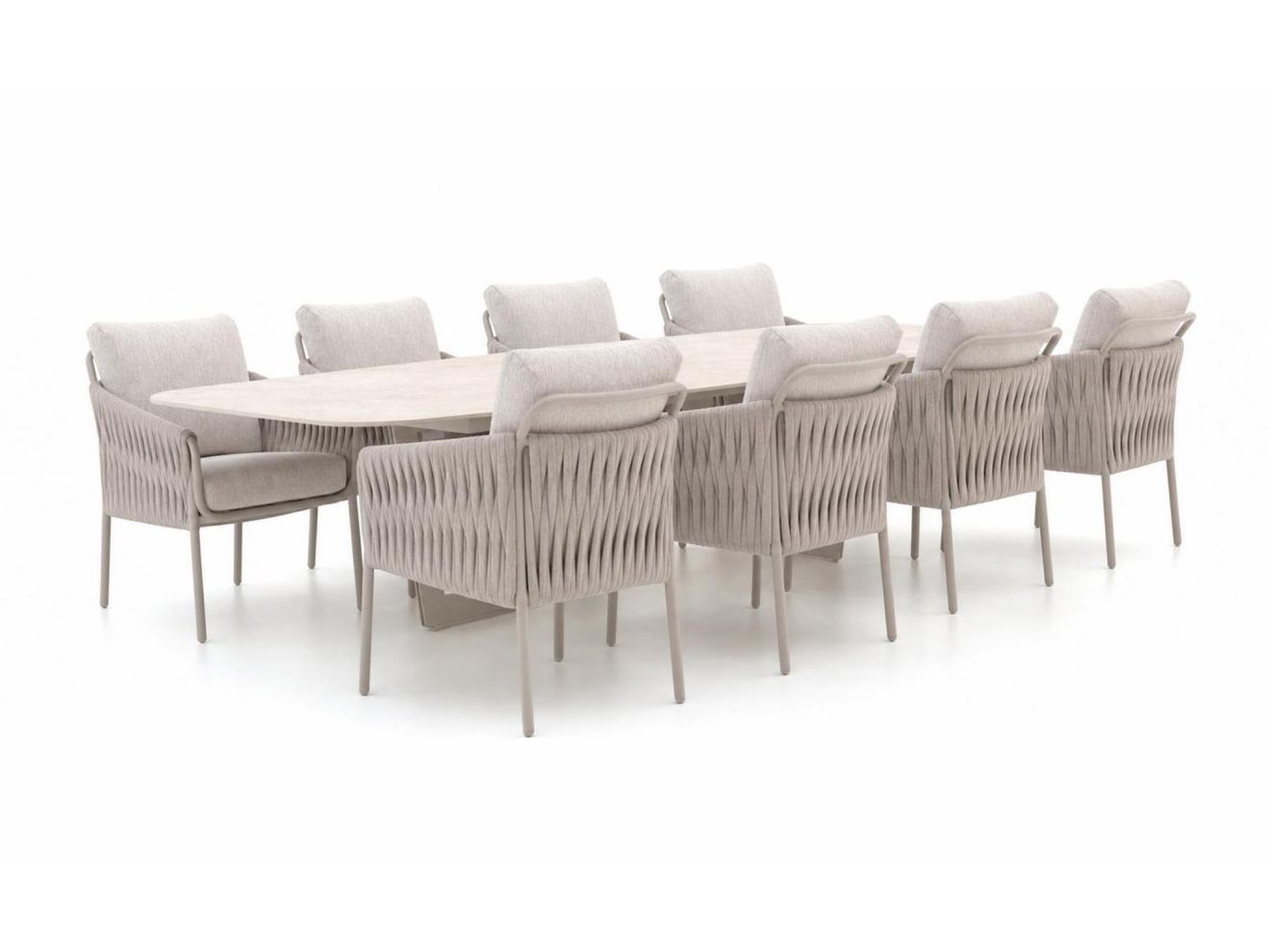 + 15 % Kassenrabatt | SUNS Fiave/Palermo 280 cm Low Dining Gartenmöbel-Set 9-teilig