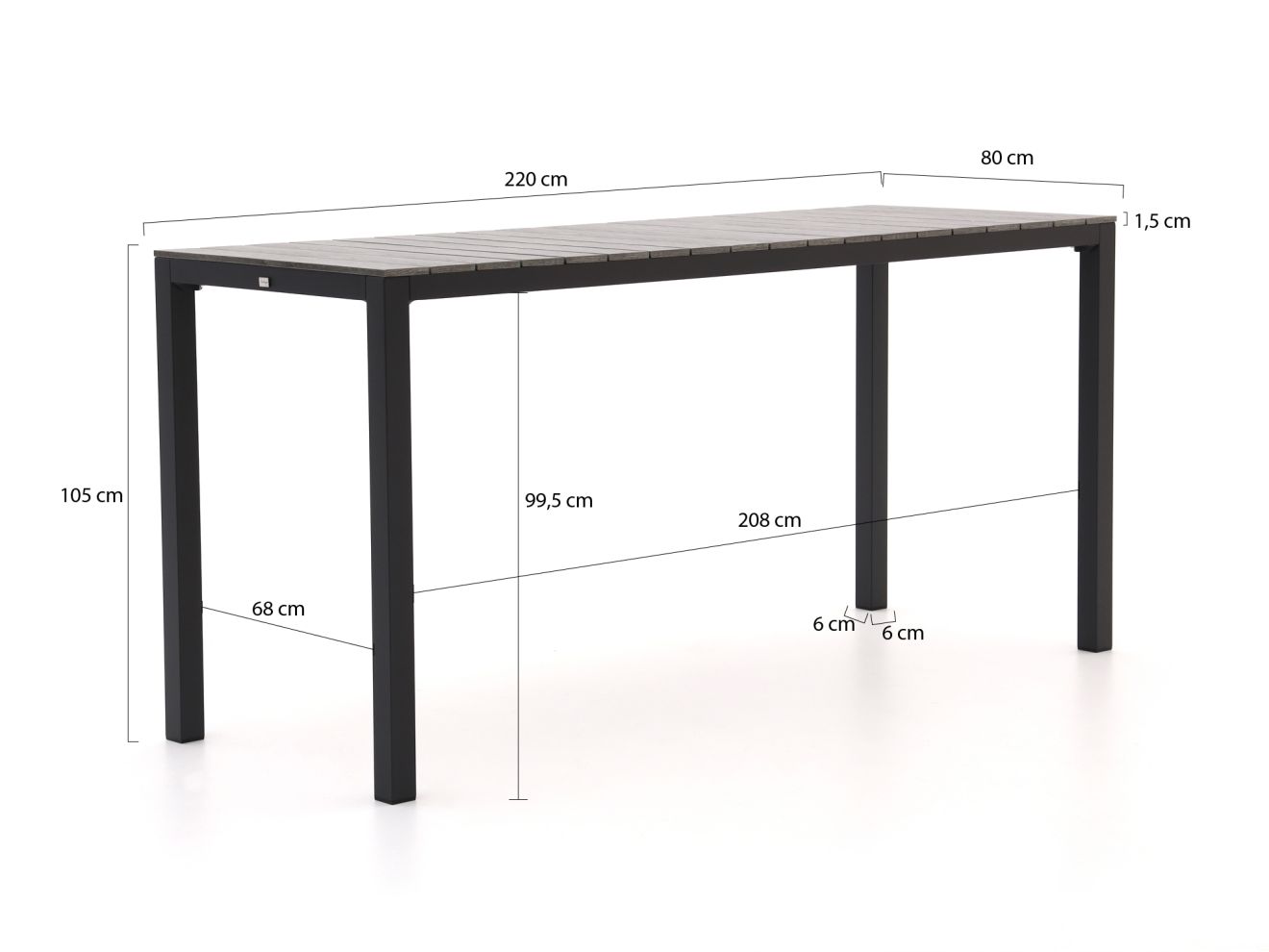 Bellagio Fidenza 220 cm Gartenbar-Set 7-...