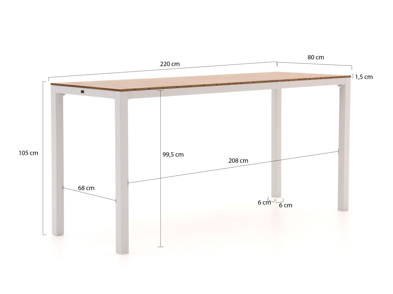 Bellagio Fidenza 220 cm Gartenbar-Set 7-Teilig Weiß  Rabatt: 18 %