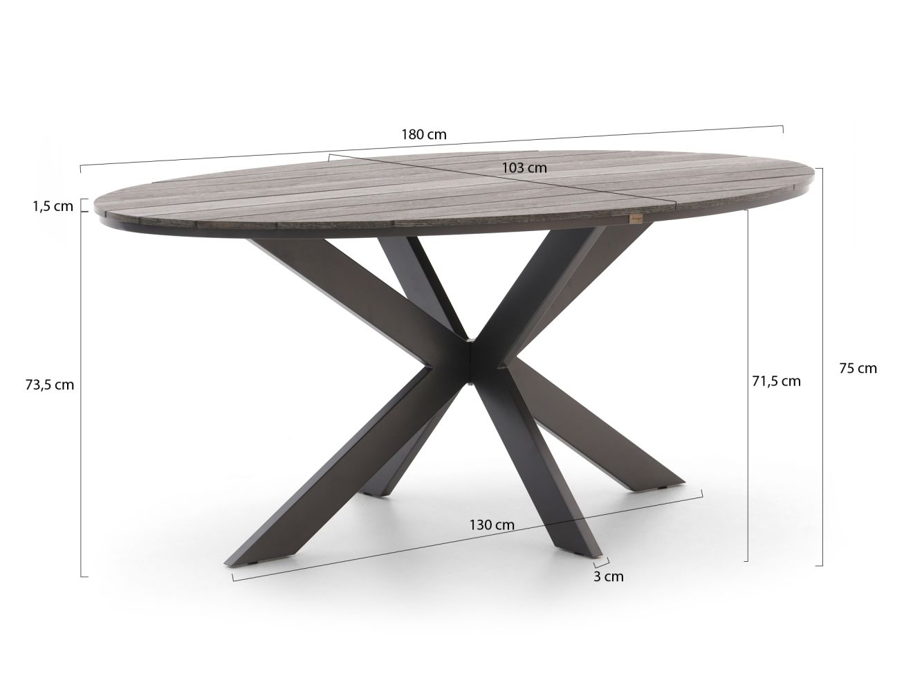 Bellagio Anzio/Fidenza oval 180 cm Garte...