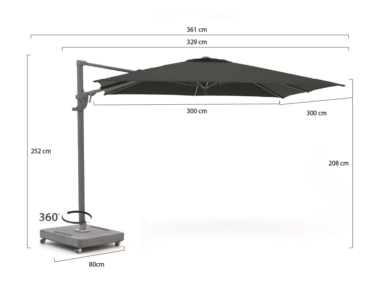 Shadowline Francisco Ampelschirm 300x300 cm günstig online kaufen
