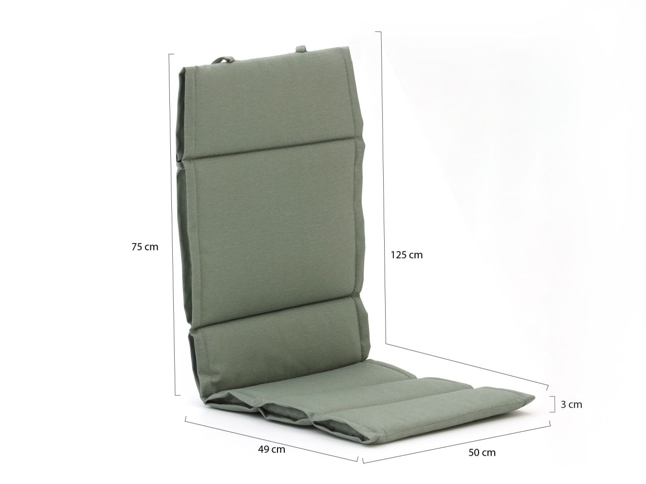 Madison Auflage Hochlehner dünn 125x50  cm Grün 125x50cm