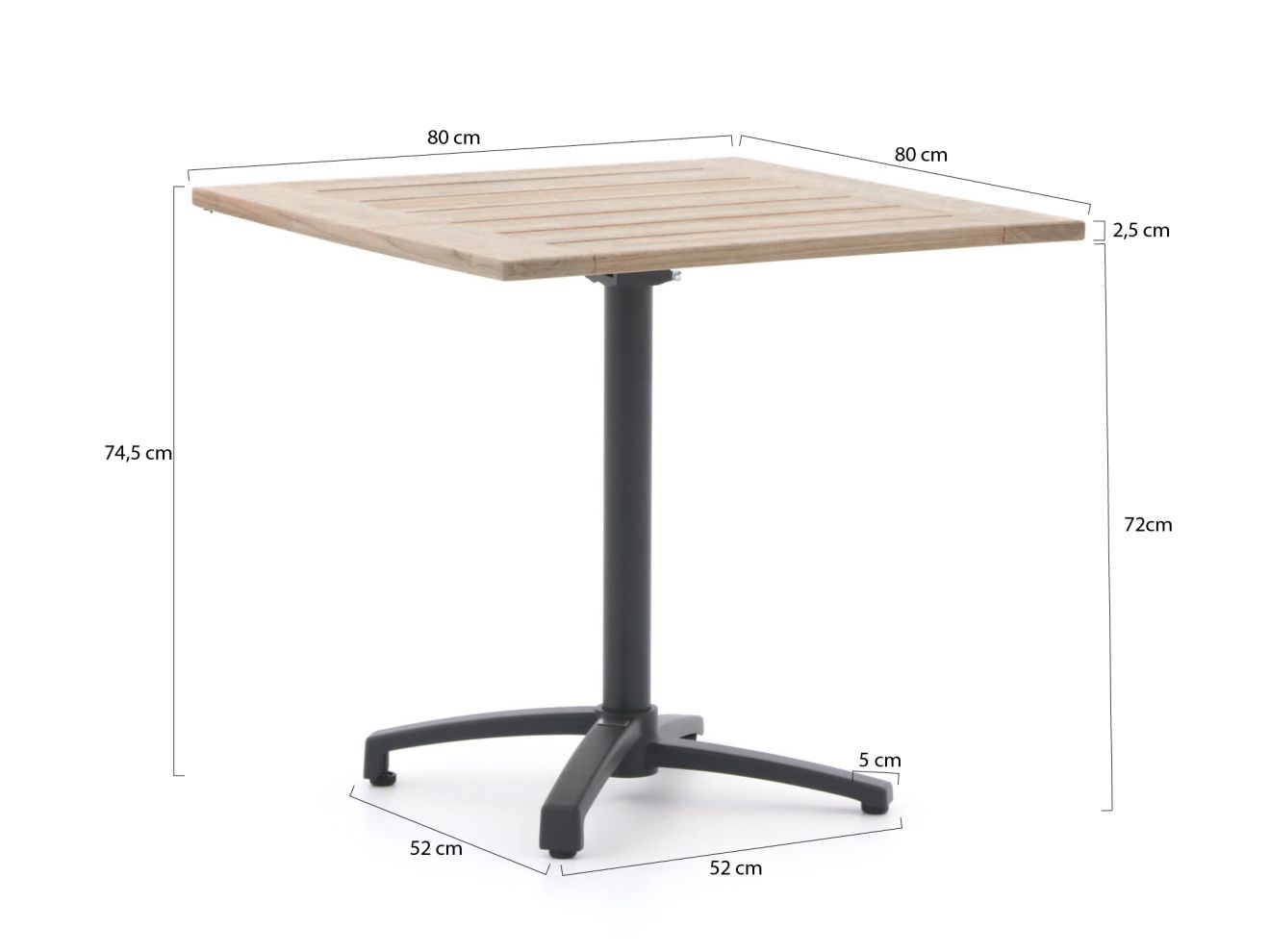 Manifesto Villongo/Canzo 80 cm Gartenmöbel-Set 5-teilig Stapelbar inklapbaar Grau  Rabatt: 26 %