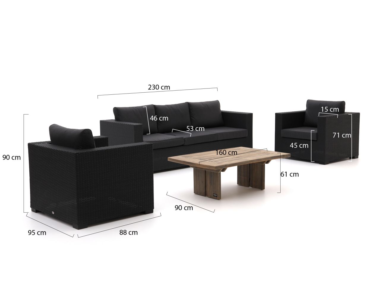 Forza Giotto/ROUGH-L 160 cm Esstisch Lounge-Set 4-teilig günstig online kaufen