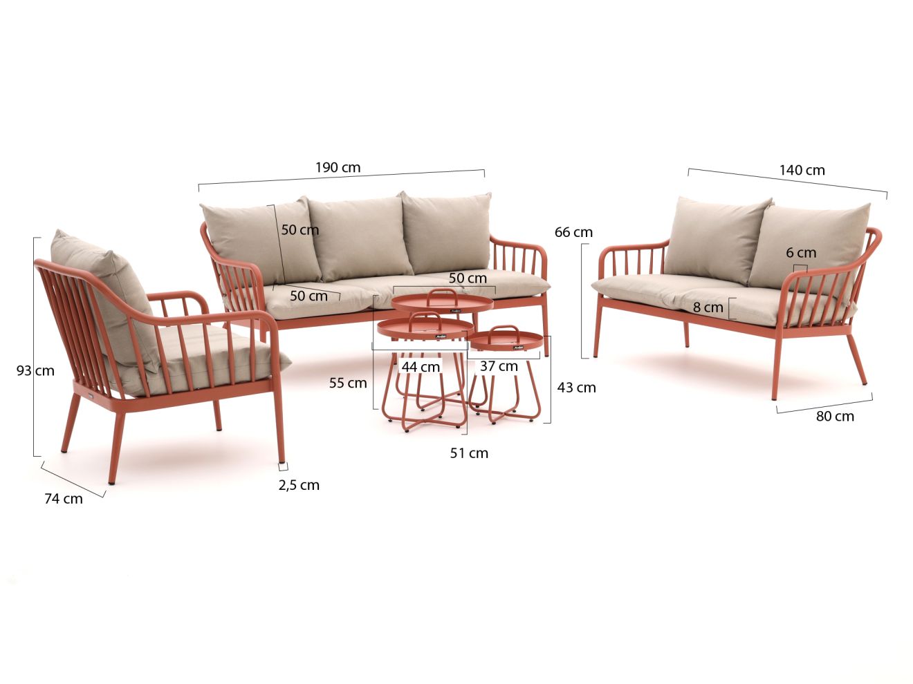 Manifesto Celante/Pito Sessel-Sofa Lounge-Set 6-teilig Rot 0x0cm Rabatt: 21 %