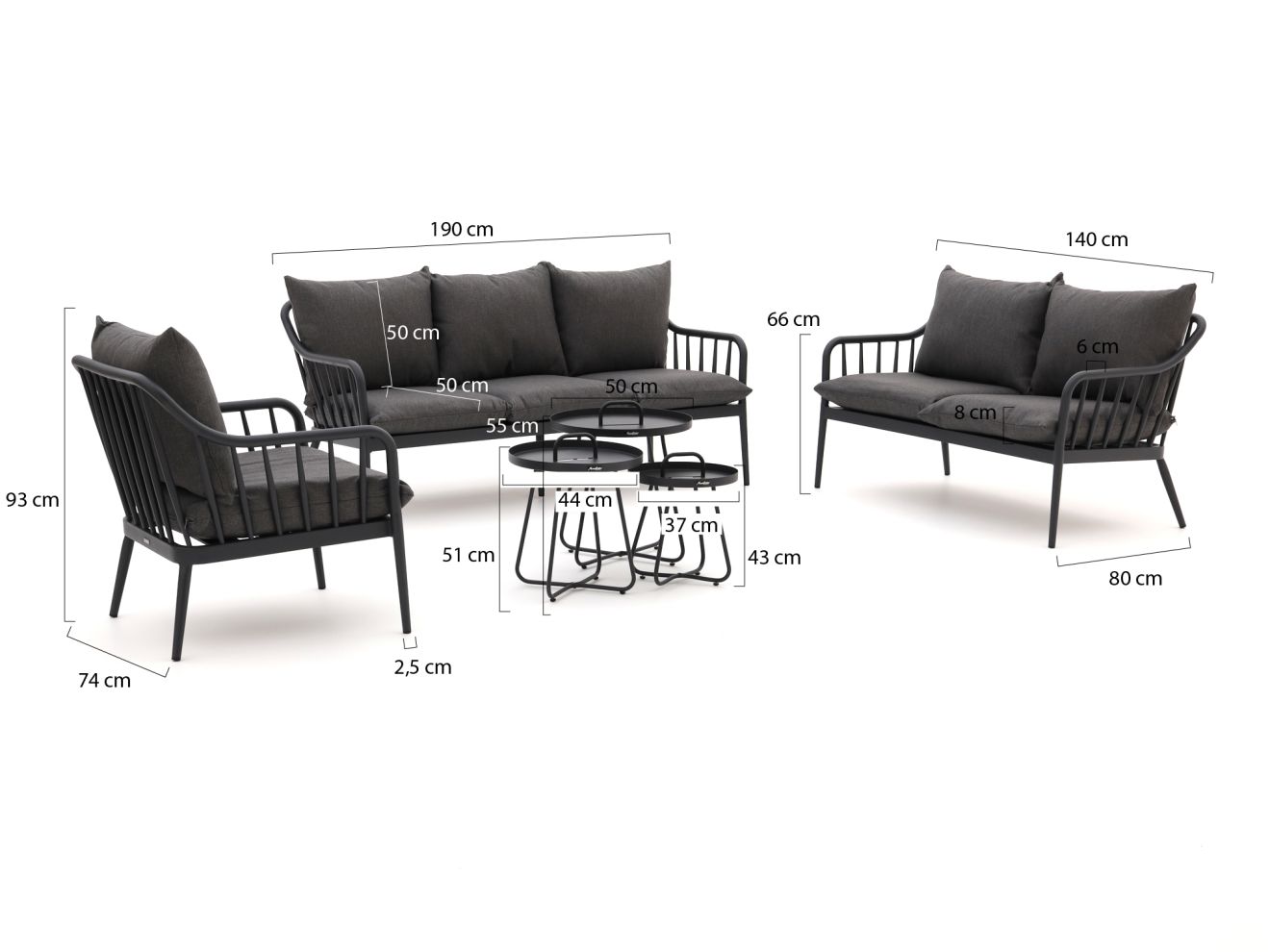 Manifesto Celante/Pito Sessel-Sofa Lounge-Set 6-teilig Grau 0x0cm Rabatt: 21 %